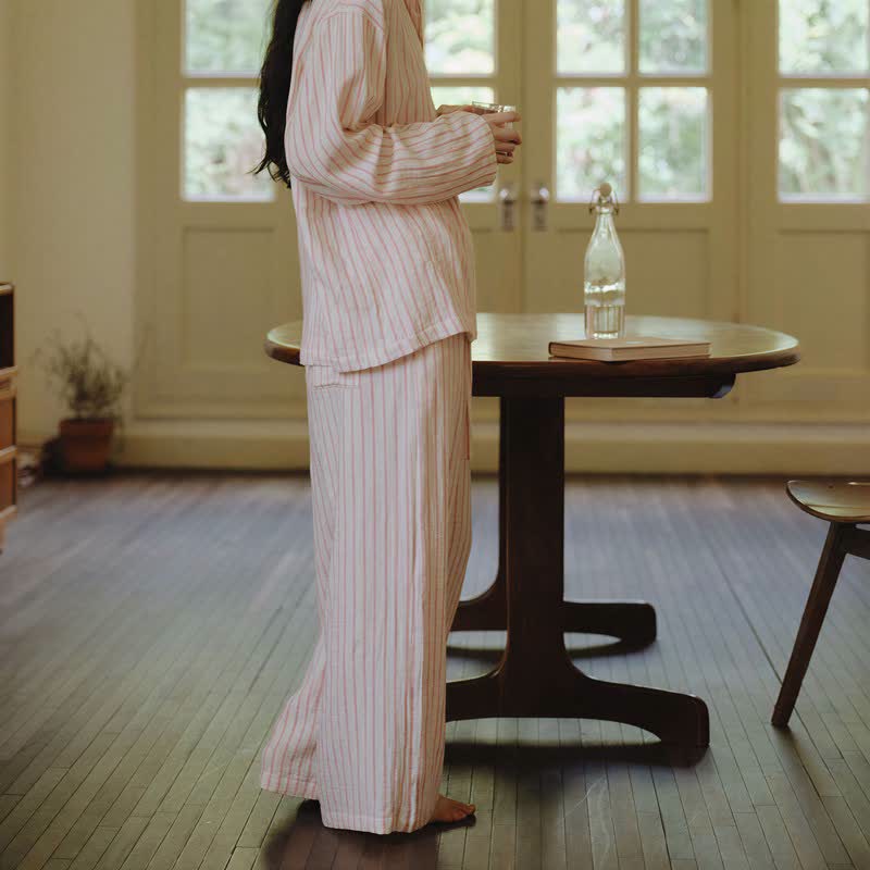 Ownkoti Relaxed Pinstripe Cotton Gauze Sleep Set - image 9