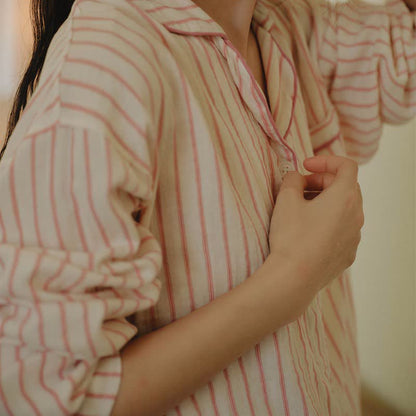 Ownkoti Relaxed Pinstripe Cotton Gauze Sleep Set - image 13