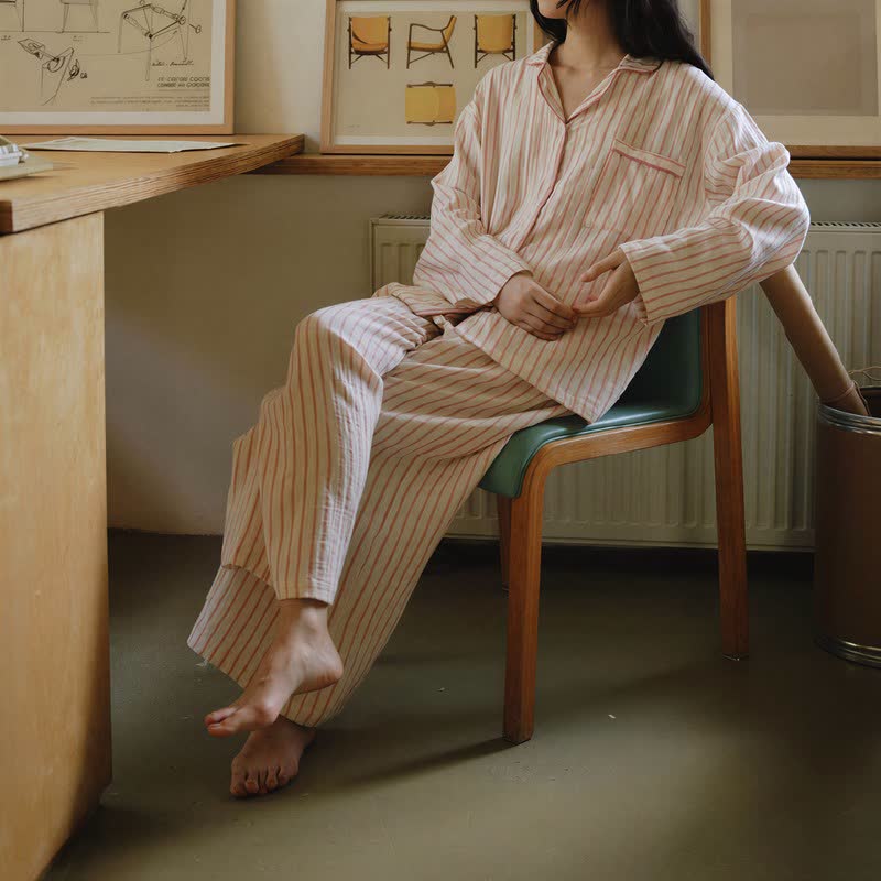 Ownkoti Relaxed Pinstripe Cotton Gauze Sleep Set - image 10