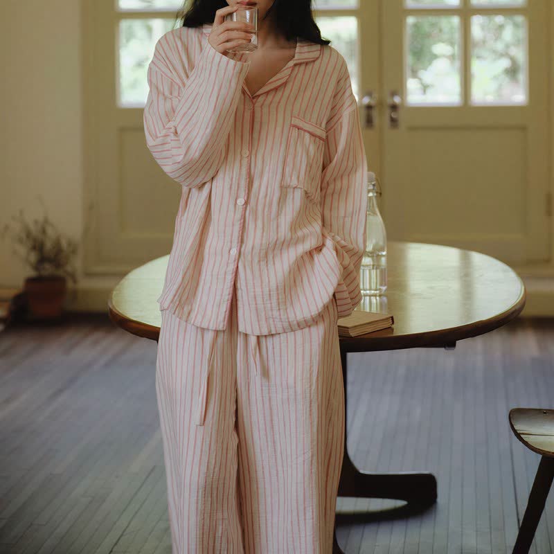 Ownkoti Relaxed Pinstripe Cotton Gauze Sleep Set - image 8