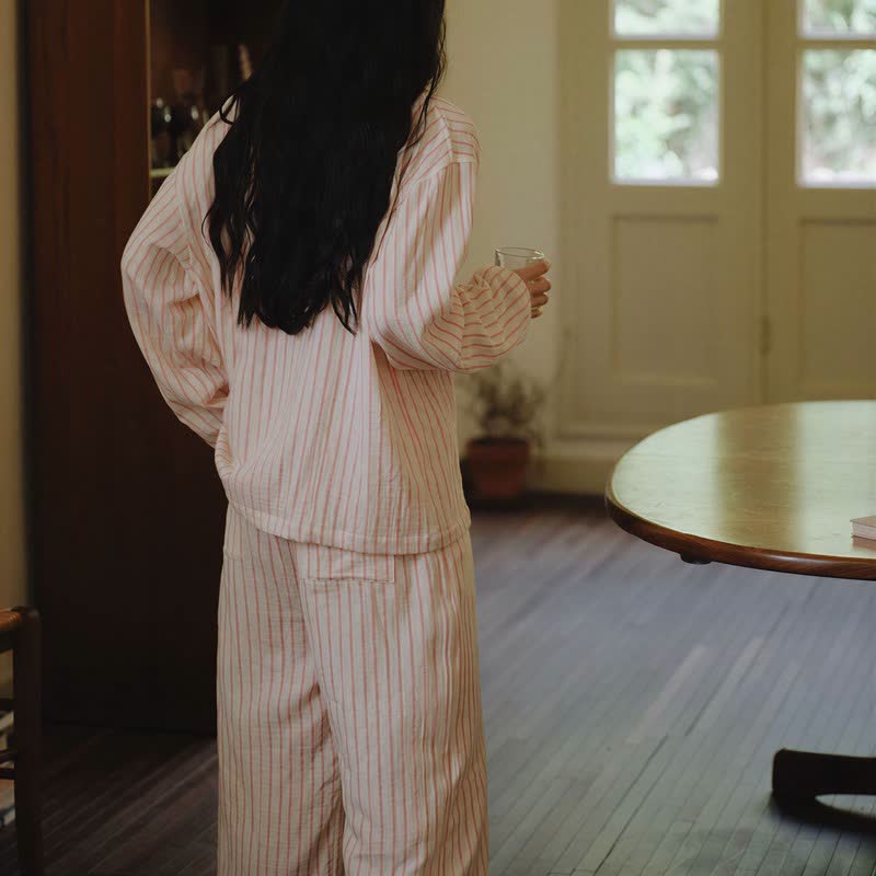 Ownkoti Relaxed Pinstripe Cotton Gauze Sleep Set - image 11