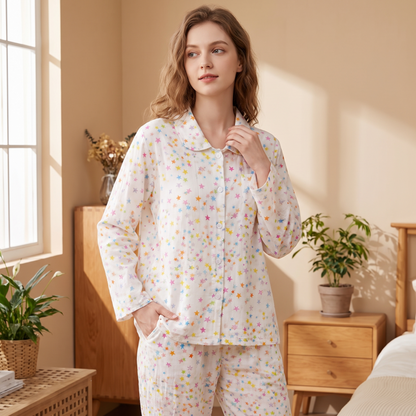 Ownkoti Sweet Star Cotton Long Sleeve Pajama Set - image 0