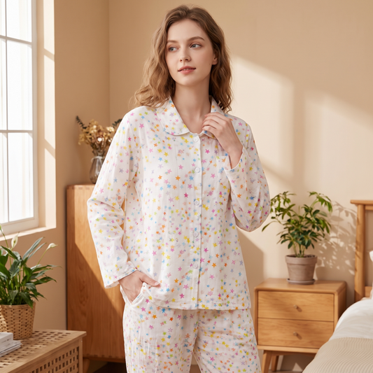 Ownkoti Sweet Star Cotton Long Sleeve Pajama Set - image 0