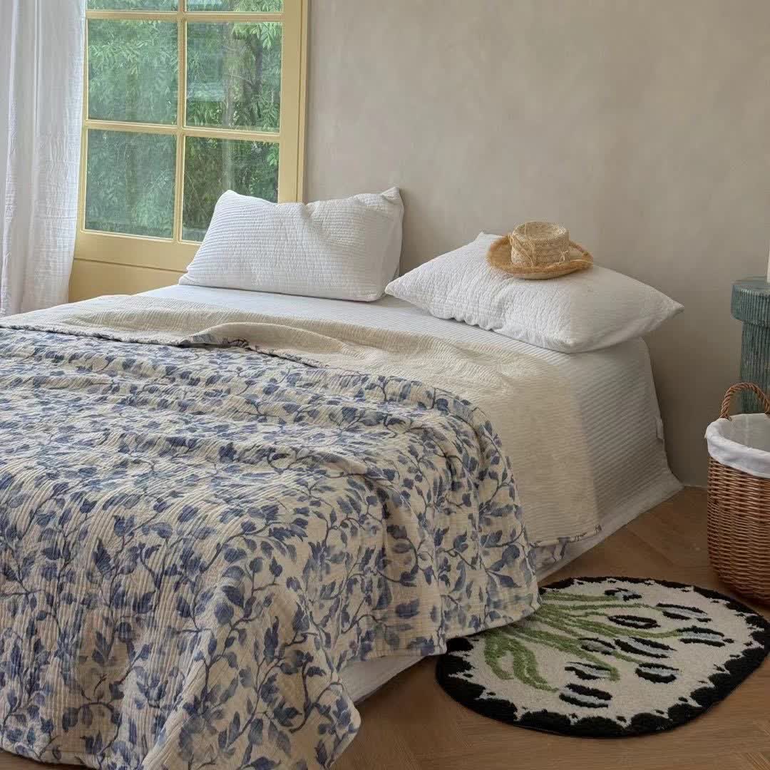 Ownkoti Nordic Leaf Cotton Bedspread Quilt - image 1