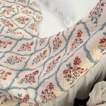 Ownkoti Cream Garden Cotton Bedspread Quilt - image 4