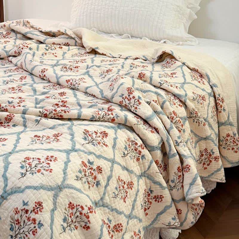 Ownkoti Cream Garden Cotton Bedspread Quilt - image 3