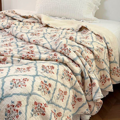 Ownkoti Cream Garden Cotton Bedspread Quilt - image 3
