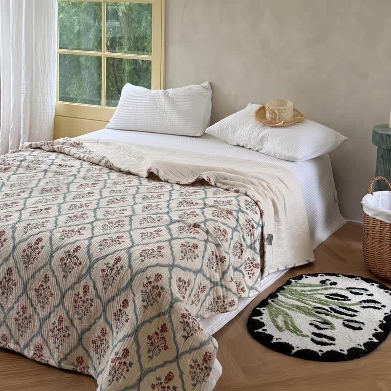 Ownkoti Cream Garden Cotton Bedspread Quilt - image 1