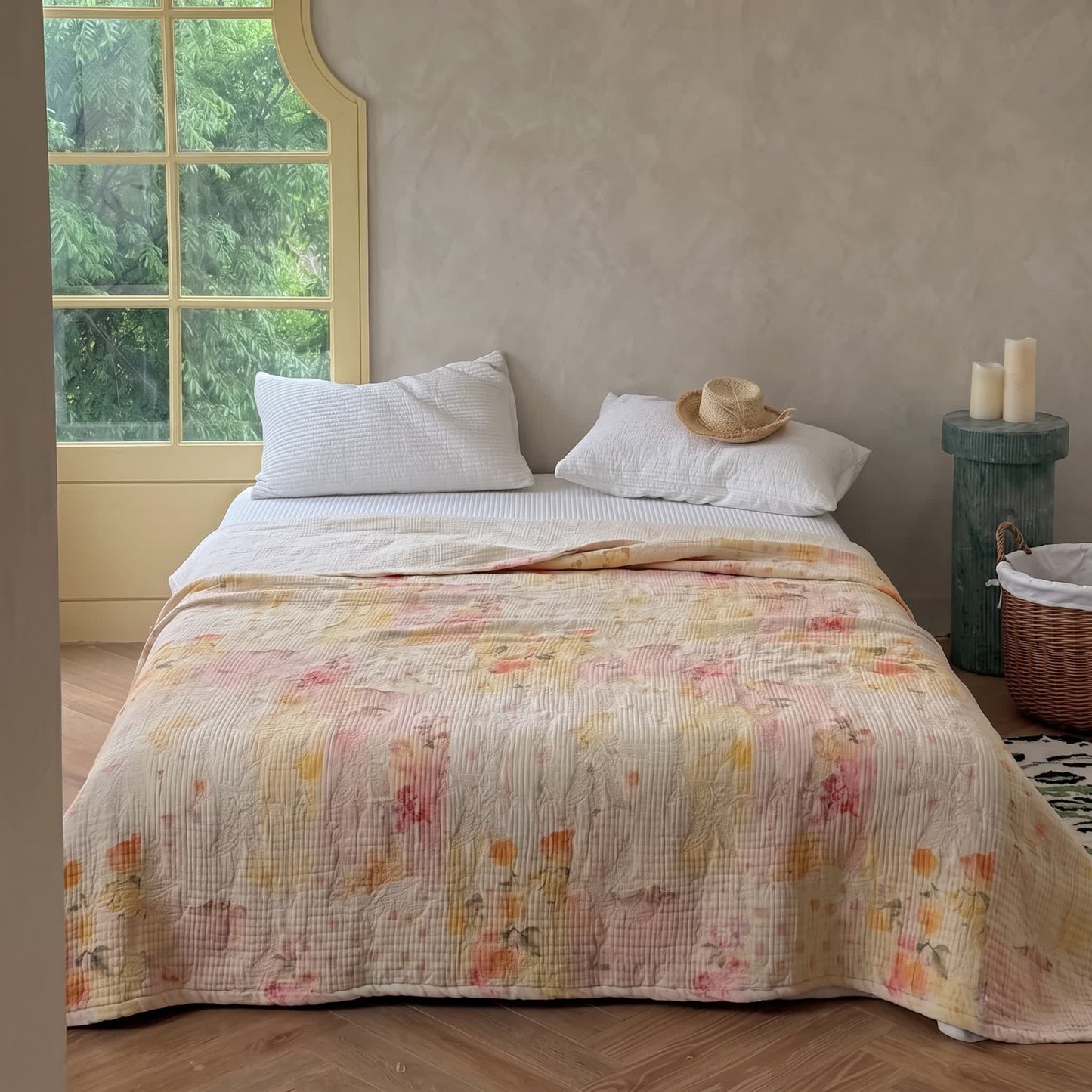 Ownkoti Sunwashed Bloom Quilted Cotton Bedspread Quilt - Queen - image 0
