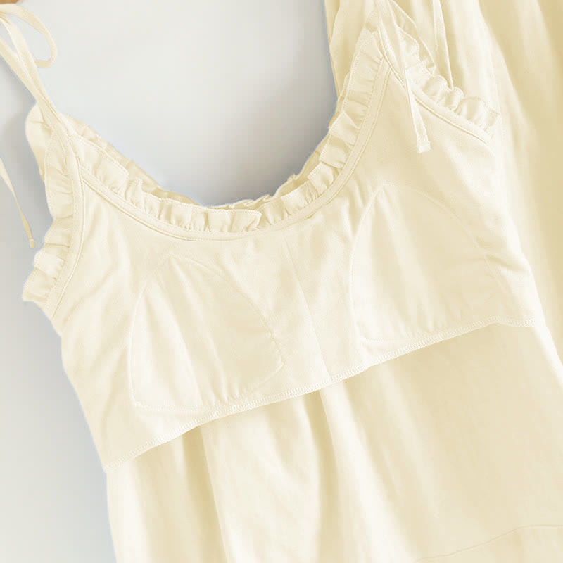 Ownkoti Solid Color Ruffle Cotton Camisole Pajamas - image 21