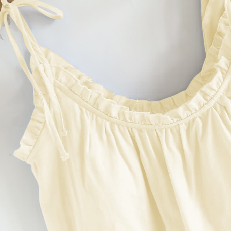 Ownkoti Solid Color Ruffle Cotton Camisole Pajamas - image 20