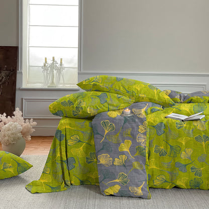 Ownkoti Vintage Green Ginkgo Leaf Cotton Reversible Bedding Set - image 5