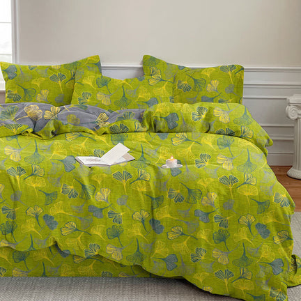 Ownkoti Vintage Green Ginkgo Leaf Cotton Reversible Bedding Set - Green - 2PCS Pillowcases - 20" x 37" - image 0