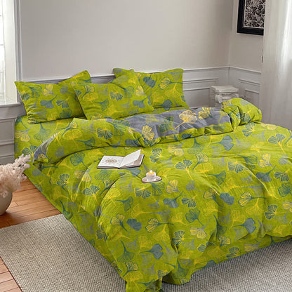 Ownkoti Vintage Green Ginkgo Leaf Cotton Reversible Bedding Set - image 4