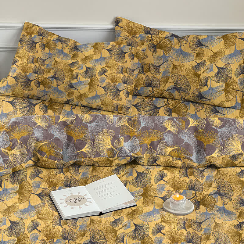 Ownkoti Retro Ginkgo Leaf Cotton Gauze Bedding Set - image 7