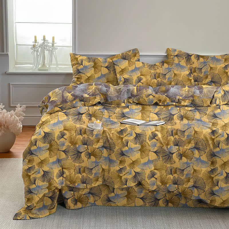 Ownkoti Retro Ginkgo Leaf Cotton Gauze Bedding Set - image 2