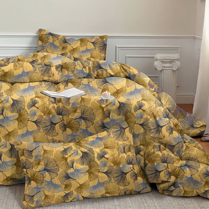 Ownkoti Retro Ginkgo Leaf Cotton Gauze Bedding Set - image 3