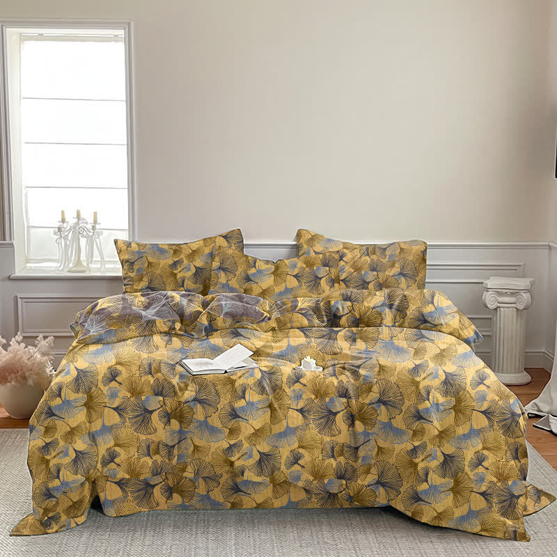 Ownkoti Retro Ginkgo Leaf Cotton Gauze Bedding Set - image 1
