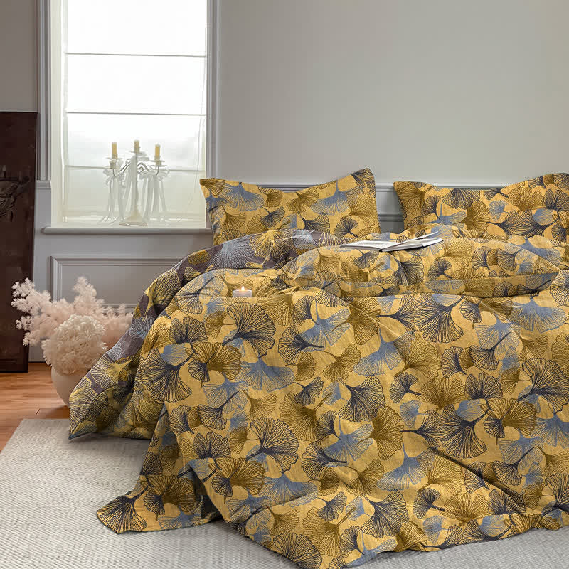 Ownkoti Retro Ginkgo Leaf Cotton Gauze Bedding Set - image 6