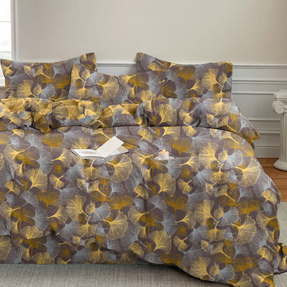Ownkoti Retro Ginkgo Leaf Cotton Gauze Bedding Set - Light Brown - 2PCS Pillowcases - 20" x 37" - image 8