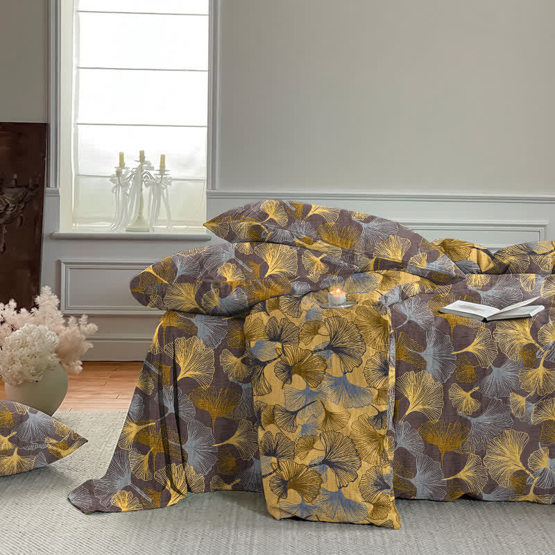 Ownkoti Retro Ginkgo Leaf Cotton Gauze Bedding Set - image 13