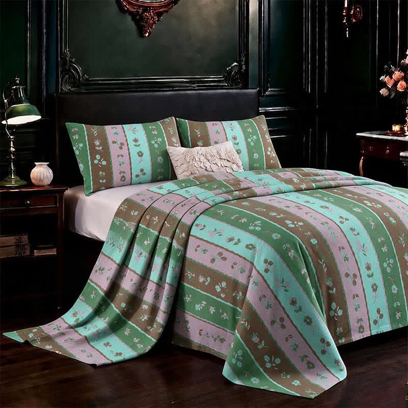 Ownkoti Multi‑Color Striped Flower Cotton Bedspread - image 2