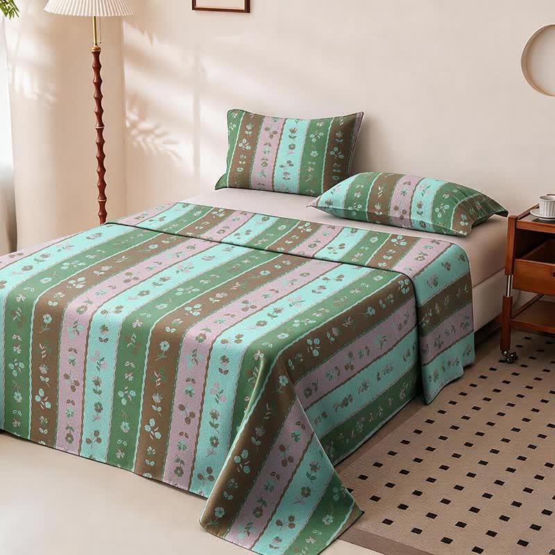 Ownkoti Multi‑Color Striped Flower Cotton Bedspread - Bedspread - King - image 0