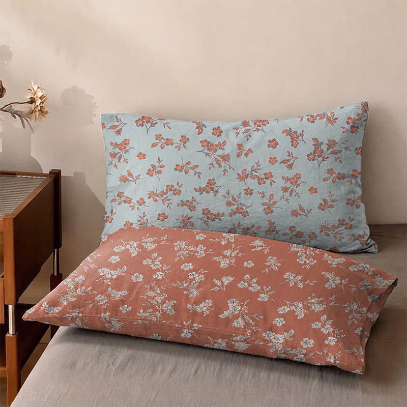 Ownkoti Claret Flower Cotton Gauze Bedspread - 2PCS Pillowcases - 19" x 29" - image 3