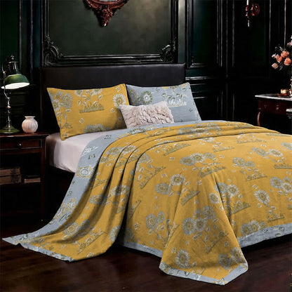 Ownkoti Artistic Sunflower Cotton Gauze Bedspread - image 2