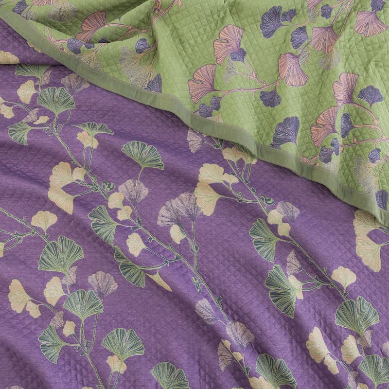 Ownkoti Artistic Ginkgo Leaf Cotton Gauze Blanket - image 5