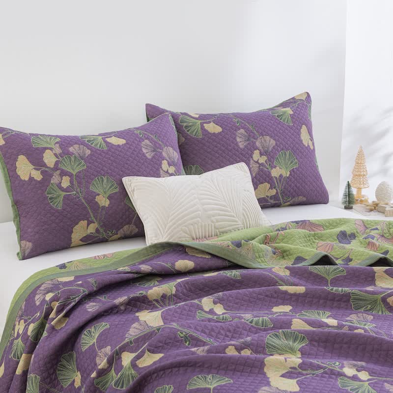Ownkoti Artistic Ginkgo Leaf Cotton Gauze Blanket - image 2