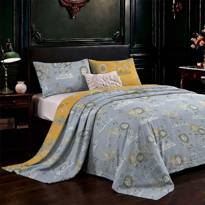 Ownkoti Artistic Sunflower Cotton Gauze Bedspread - image 6