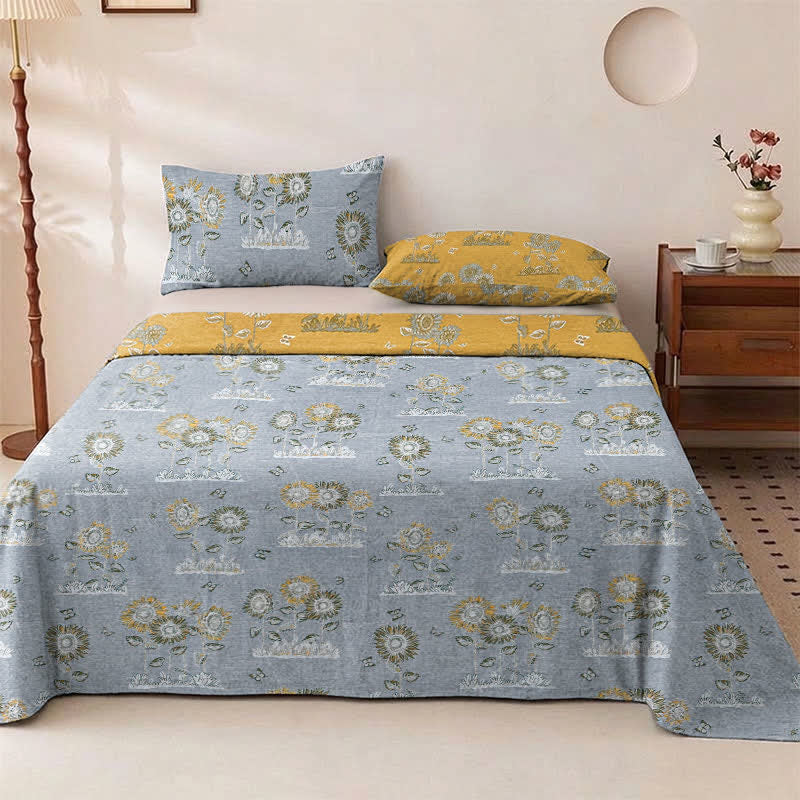 Ownkoti Artistic Sunflower Cotton Gauze Bedspread - image 4