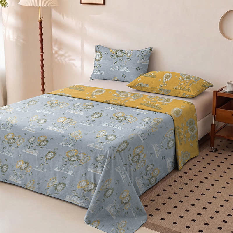 Ownkoti Artistic Sunflower Cotton Gauze Bedspread - image 5