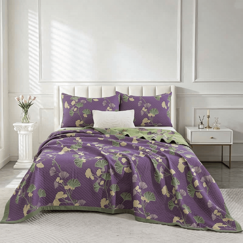 Ownkoti Artistic Ginkgo Leaf Cotton Gauze Blanket - image 3