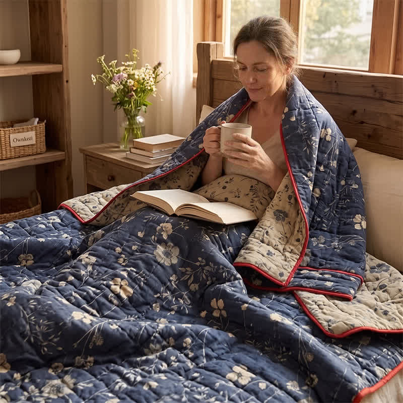 Ownkoti Reversible Blue Floral Cottage Quilt - image 9