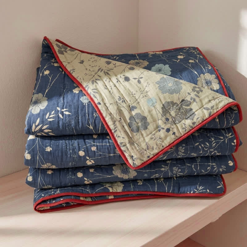 Ownkoti Reversible Blue Floral Cottage Quilt - Blue - King - Quilt - image 0