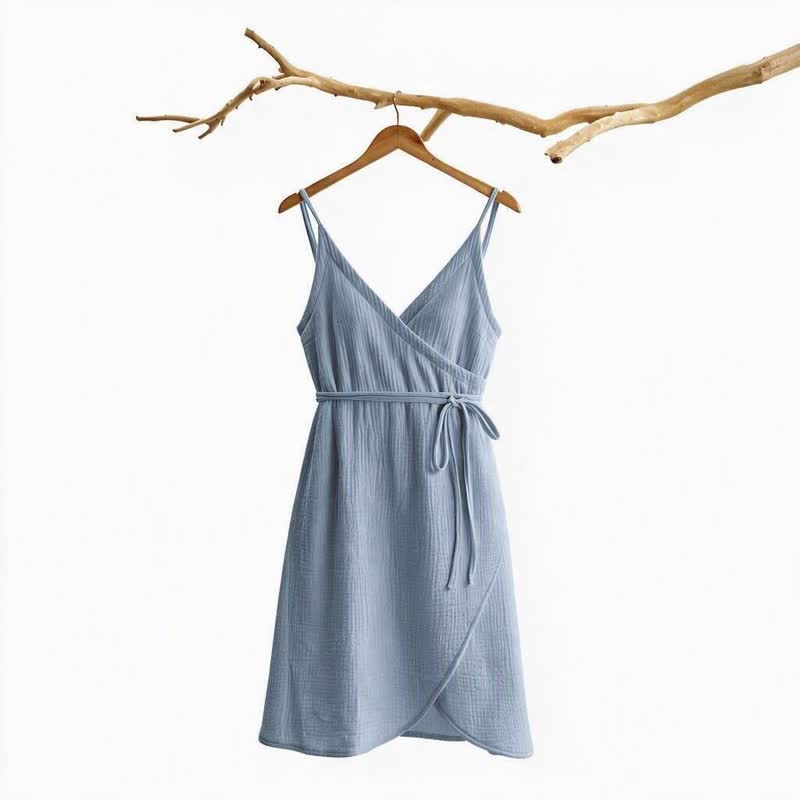 Ownkoti Solid Sleeveless Lounge Dress - Blue - L - image 5