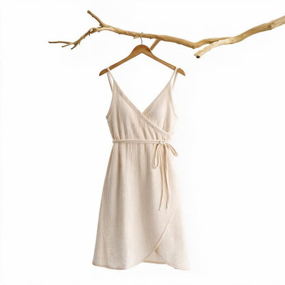 Ownkoti Solid Sleeveless Lounge Dress - Beige - L - image 0