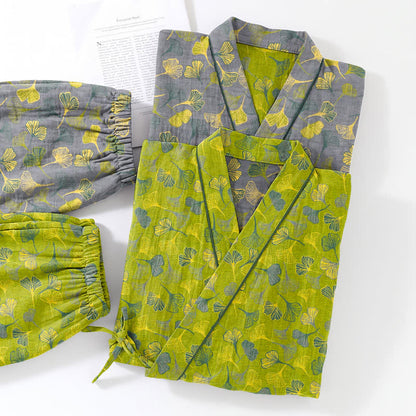 Ownkoti Ginkgo Leaf Cotton Kimono Lounge Pajama Set - image 5