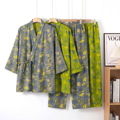 Ownkoti Ginkgo Leaf Cotton Kimono Lounge Pajama Set - image 6