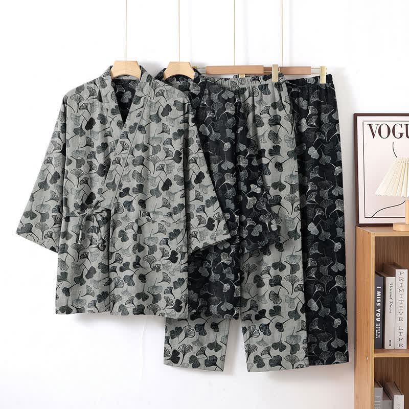 Ownkoti Ginkgo Leaf Cotton Long‑Sleeve Loungewear Set - image 6