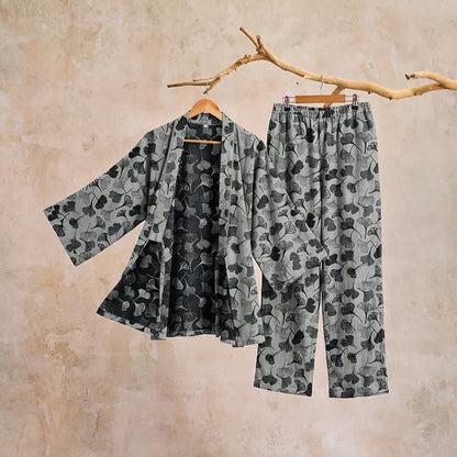 Ownkoti Ginkgo Leaf Cotton Long‑Sleeve Loungewear Set - image 9