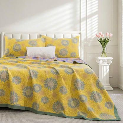 Ownkoti Retro Sunflower Cotton Gauze Blanket - Yellow - 98" x 94" - Blanket - image 10