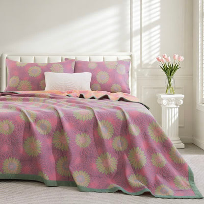 Ownkoti Retro Sunflower Cotton Gauze Blanket - Pink - 98" x 94" - Blanket - image 20