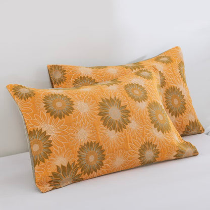 Ownkoti Retro Sunflower Cotton Gauze Blanket - Orange - 20" x 36" - 2PCS Pillowcases - image 8