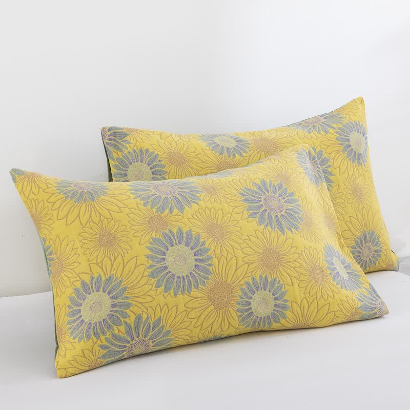Ownkoti Retro Sunflower Cotton Gauze Blanket - Yellow - 20" x 36" - 2PCS Pillowcases - image 18