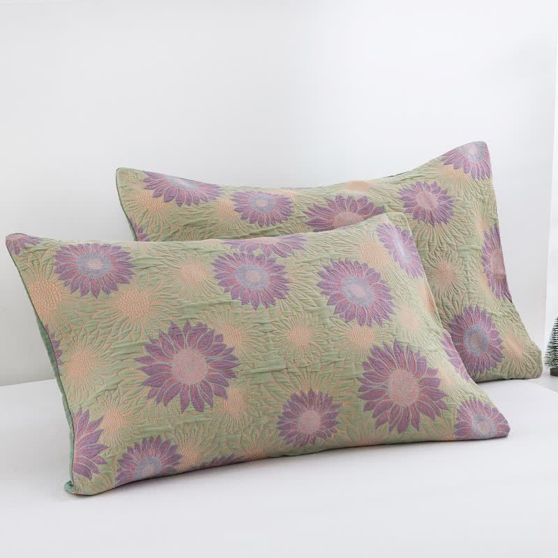 Ownkoti Retro Sunflower Cotton Gauze Blanket - Green - 20" x 36" - 2PCS Pillowcases - image 35