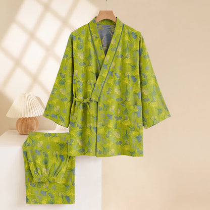 Ownkoti Ginkgo Leaf Cotton Kimono Lounge Pajama Set - image 3