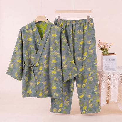 Ownkoti Ginkgo Leaf Cotton Kimono Lounge Pajama Set - image 8